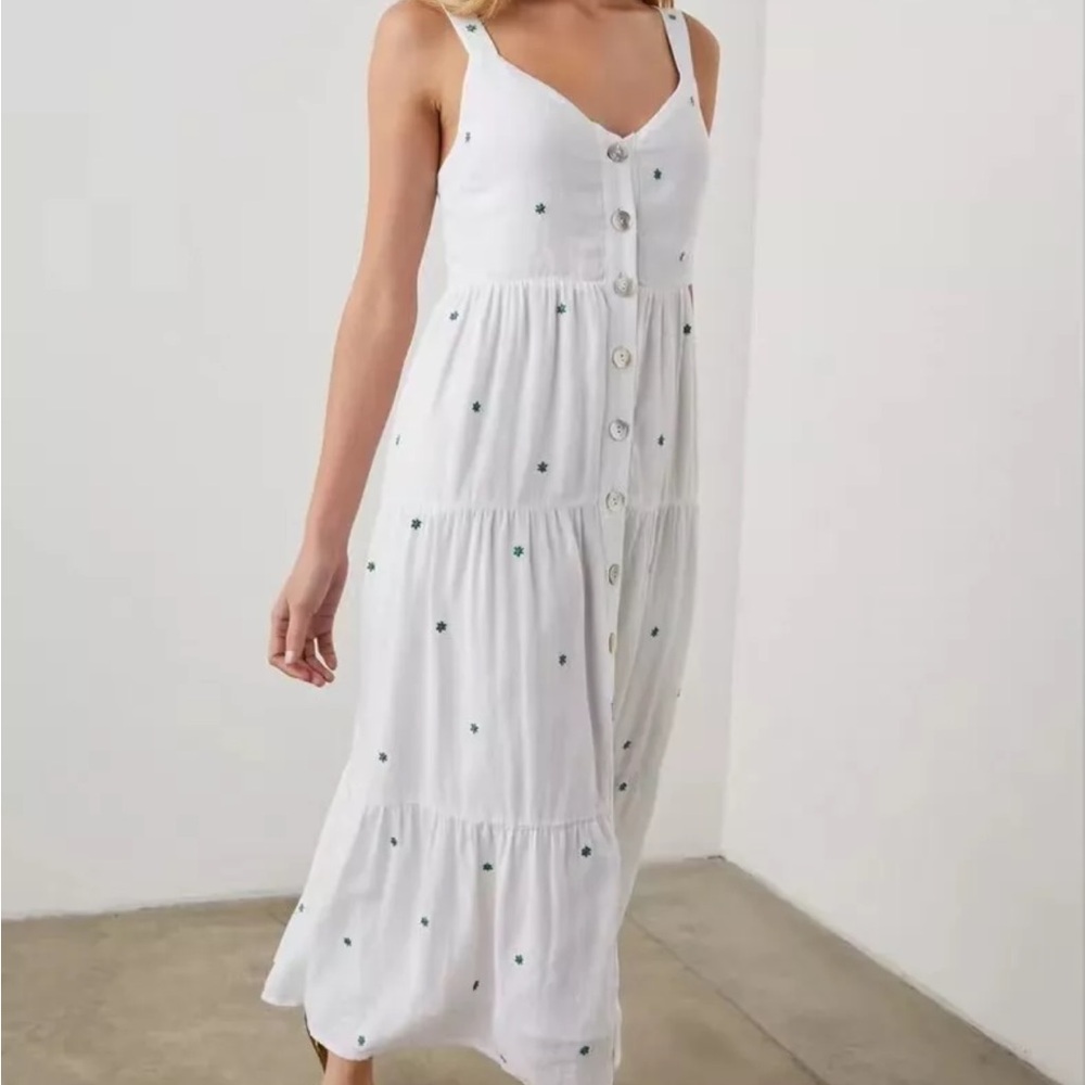 Rails Violet Dress - Green Daisy Embroidery